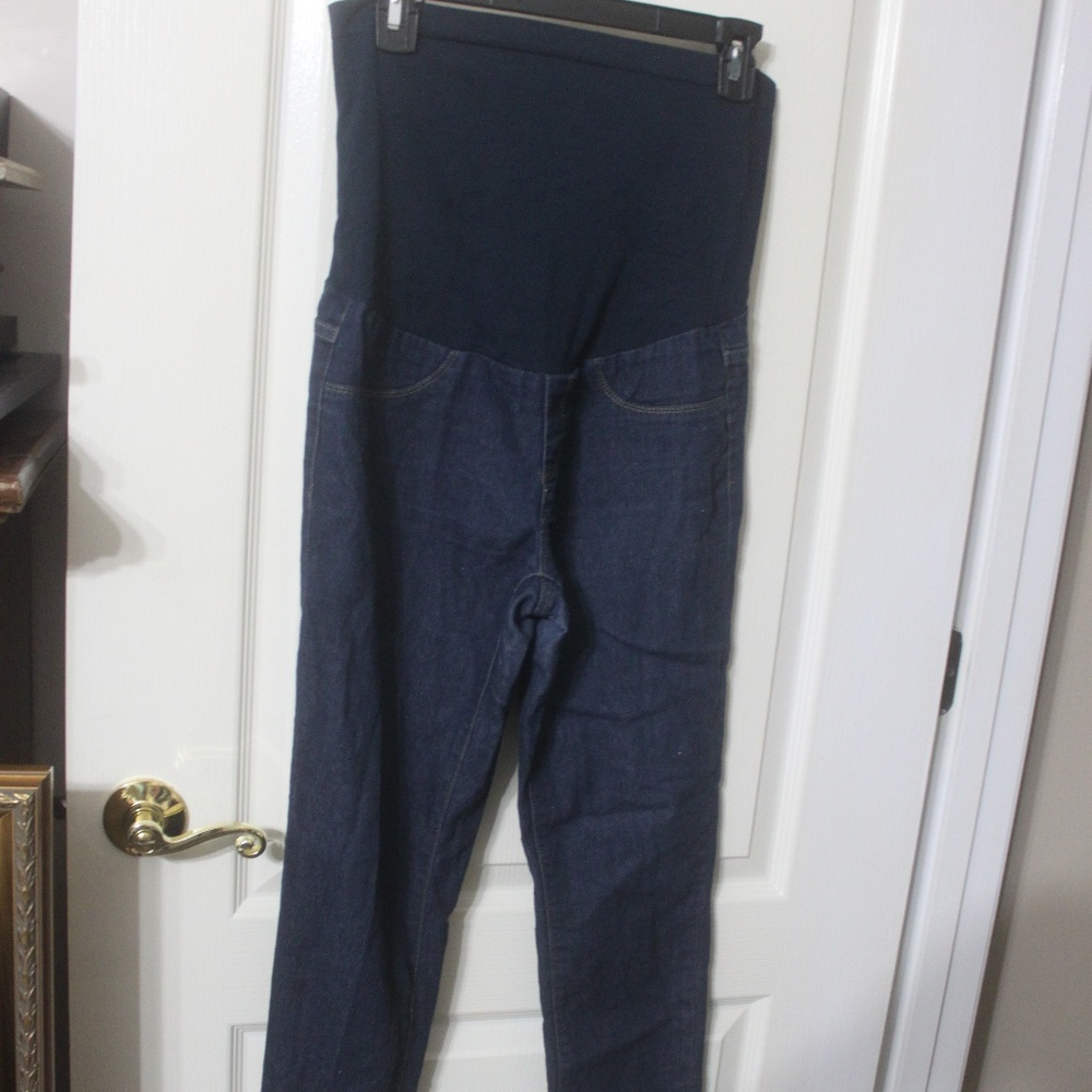 BELLA VIDA Maternity Stretch Jean Dark Wash Wide Band Stretch size Small…EUC